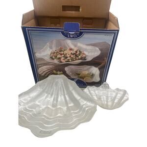 ARDA Glassware TURKEY Pearl Shell Set of 2 Scalloped Edge Serving Dishes Bowls
